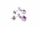 Silver Ruby & CZ Cluster Drop Stud Earrings