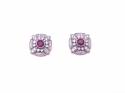 9ct White Gold Ruby and Diamond Cluster Earrings