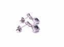 Silver Sapphire & CZ Cluster Drop Stud Earrings
