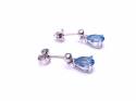 Silver Blue Topaz & CZ Drop Stud Earrings
