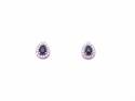 Silver Sapphire & CZ Cluster Stud Earrings