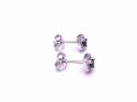 Silver Sapphire & CZ Cluster Stud Earrings