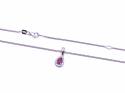 Silver Pear Shaped Ruby & CZ Necklace