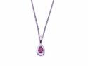 Silver Pear Shaped Ruby & CZ Necklace