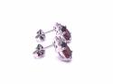 Silver Garnet and CZ Stud Earrings 10 x 6mm