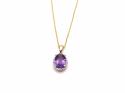 9ct Yellow Gold Amethyst & Diamond Necklet