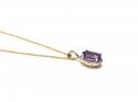 9ct Yellow Gold Amethyst & Diamond Necklet