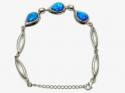 Blue Created Opal Teardrop Bracelet