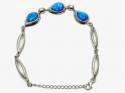 Silver Blue Created Opal Teardrop Bracelet