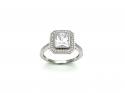 Silver CZ Rectangular Halo Cluster Ring