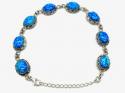 Silver Blue Created Opal Oval Fancy Bracelet