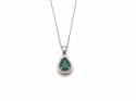 9ct Emerald & Diamond Pendant & Chain