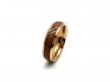 Tungsten Carbide Wood Inlay & Rose IP Plating Ring