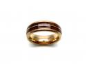 Tungsten Carbide Wood Inlay & Rose IP Plating Ring