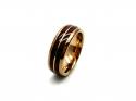 Tungsten Carbide Wood Inlay & Rose IP Plating Ring