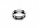 Tungsten Carbide & Thin Wood Inlay Ring