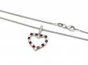 Silver Ruby & CZ Open Heart Pendant & Chain