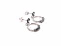 Silver Bali Design Stud Hoop Drop Earrings