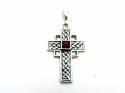 Silver Amber Celtic Style Cross 35 x 24mm