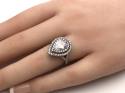 Silver Clear CZ Pear Halo Cluster