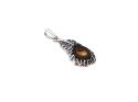 Silver and Amber Heart Feather Pendant