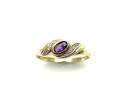 9ct Yellow Gold Amethyst & Diamond Ring