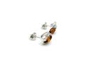 Silver Amber Leaf Stud Earrings