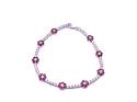 Silver Red & White CZ Flower Bracelet