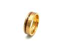 Tungsten Carbide Wood Inlay & Rose IP Plating Ring