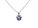Silver CZ Purple Flower Necklet 16-18 Inch