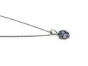 Silver CZ Purple Flower Necklet 16-18 Inch