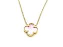 Silver Gold Plated Pink Clover Necklet
