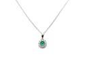 18ct White Gold Emerald & Diamond Pendant & Chain