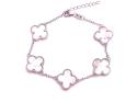 Silver White 5 Clover Bracelet 6.5 to 7.5 in