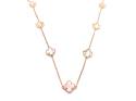 Gold Plated Mother Of Pearl Clover Necklet 28 Inch