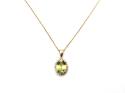 9ct Peridot & Diamond Cluster Pendant & Chain