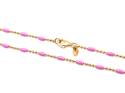 Silver Yellow Gold Plated Pink Enamel Anklet