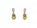 9ct Yellow Gold Citrine and Diamond Earrings