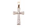 9ct Yellow Gold CZ Cross 65 x 30mm