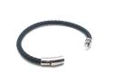 Black Leather Bracelet Stainless Steel Clasp