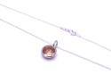 Silver Round Dark Orange CZ Pendant & Chain