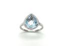 9ct White Gold Blue Topaz & Diamond Ring