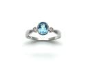 9ct White Gold Blue Topaz & Diamond 3 Stone Ring