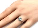 9ct White Gold Blue Topaz & Diamond 3 Stone Ring
