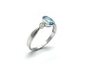 9ct White Gold Blue Topaz & Diamond 3 Stone Ring