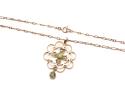 An Old Peridot & Seed Pearl Pendant & Chain