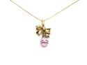 14ct Pink CZ Bow Pendant & Chain