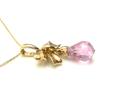 14ct Pink CZ Bow Pendant & Chain