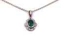 9ct Emerald & Diamond Pendant & Chain