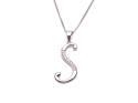 Silver CZ S Initial Pendant & Chain